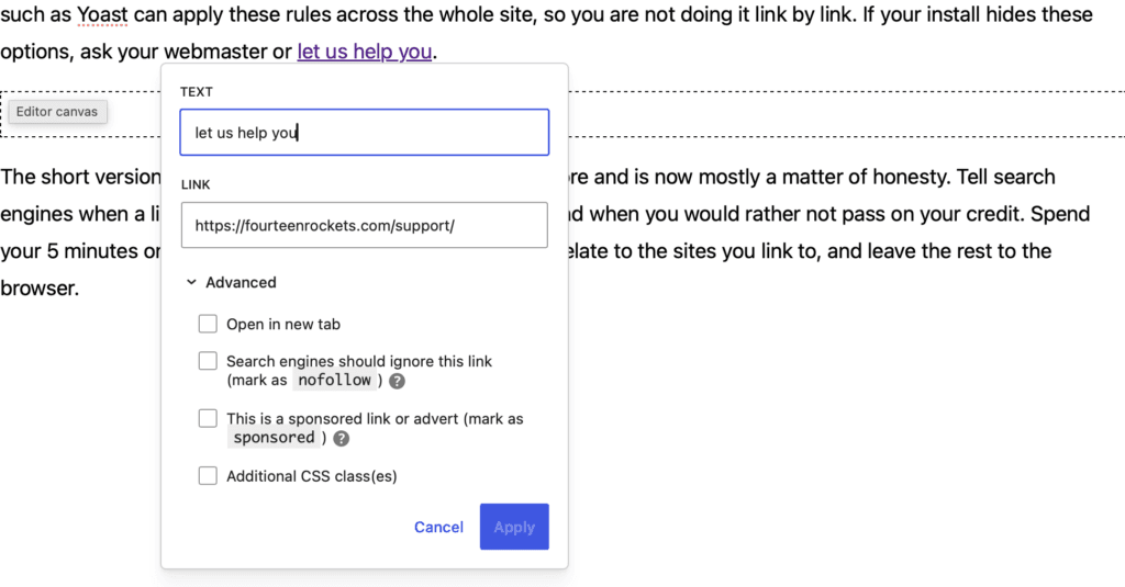 The importance of using the correct link rel attribute in WordPress FourteenRockets