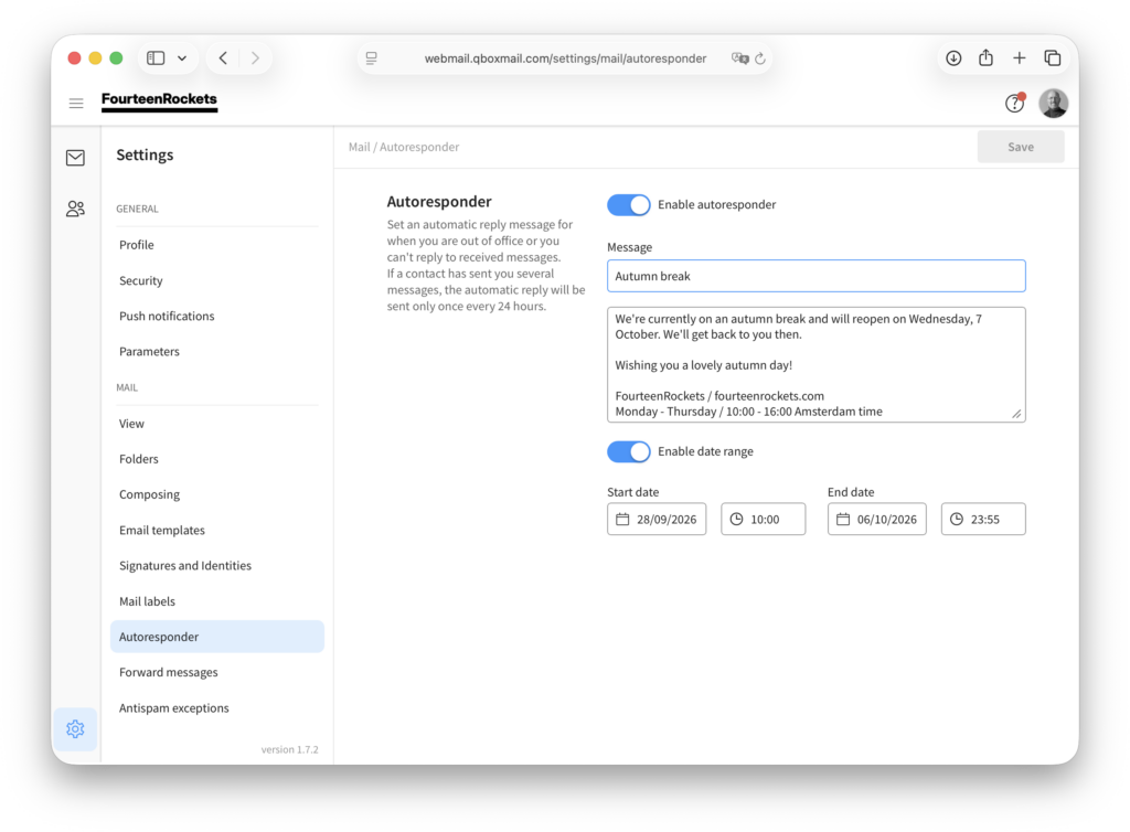 Webmail Autoresponder 2 v2