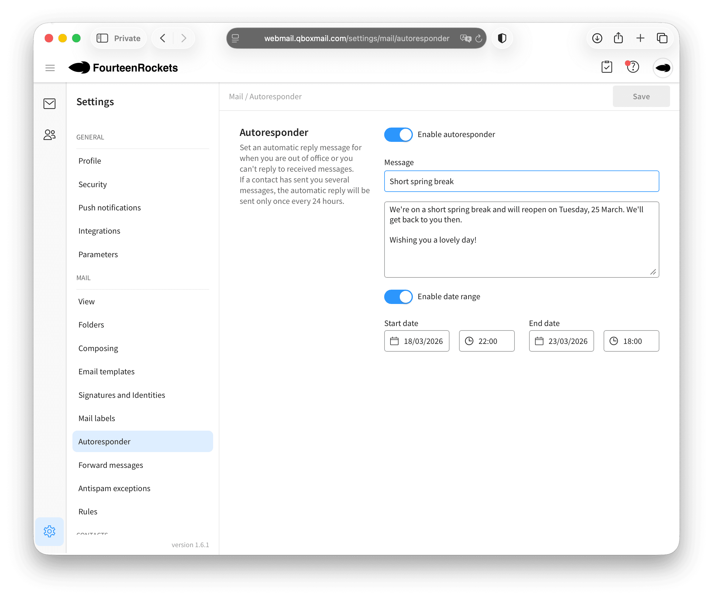 Webmail Autoresponder 2