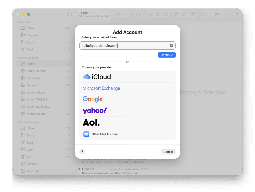 Apple Mac Mail step 2