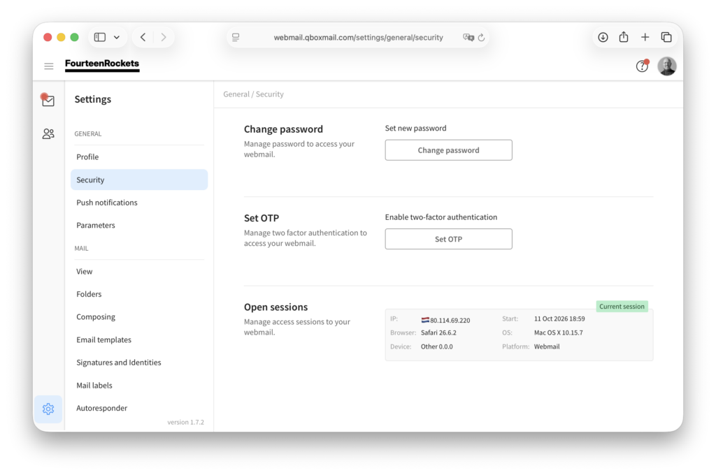 Webmail Change password