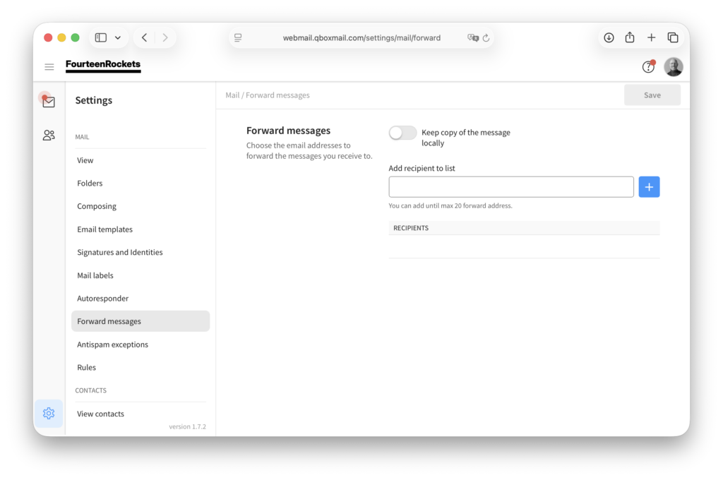 Webmail Forwarding