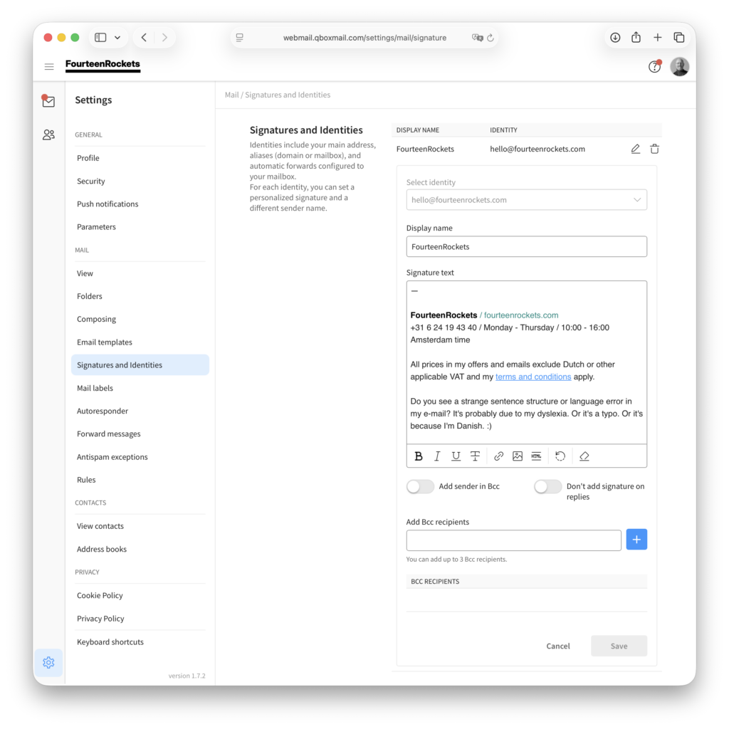 Webmail signature 2