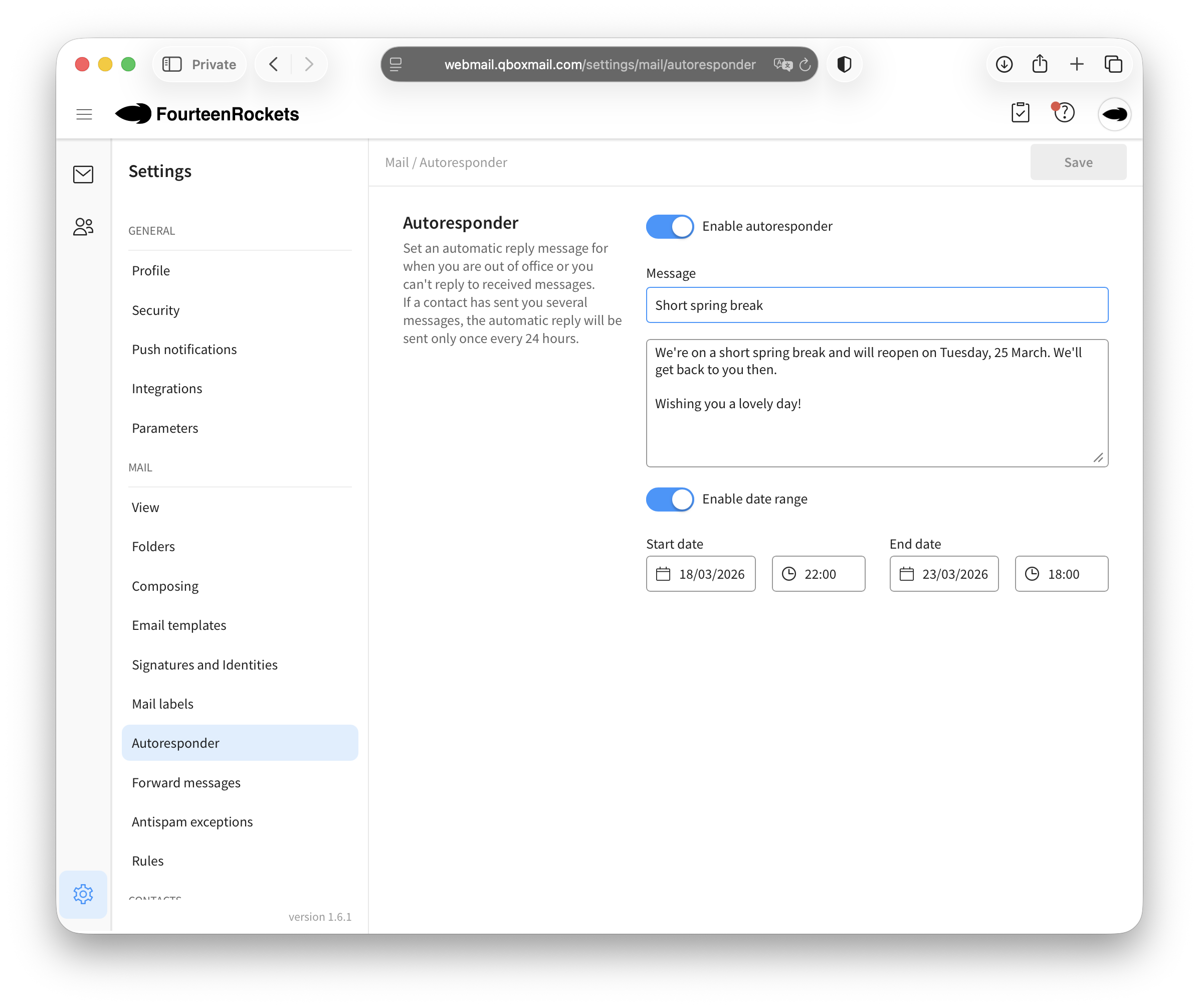 Webmail Autoresponder 2